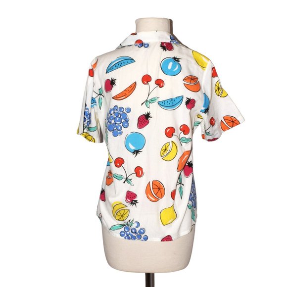 Vintage Sears Fruit Print Short Sleeve Button Front Shirt  Size 8 - Picture 4 of 6